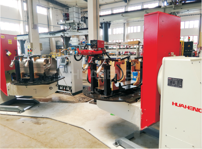 scr exhaust gas treatment device assembly and welding production line